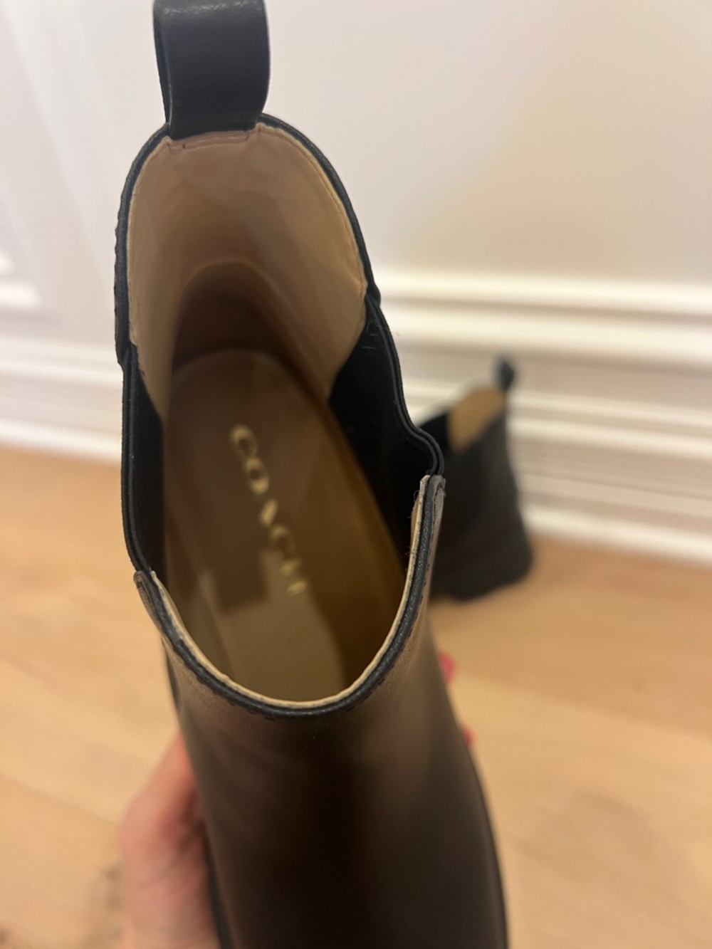 Womens Black Coach Chelsea Platform Boots - Picture 8 of 17